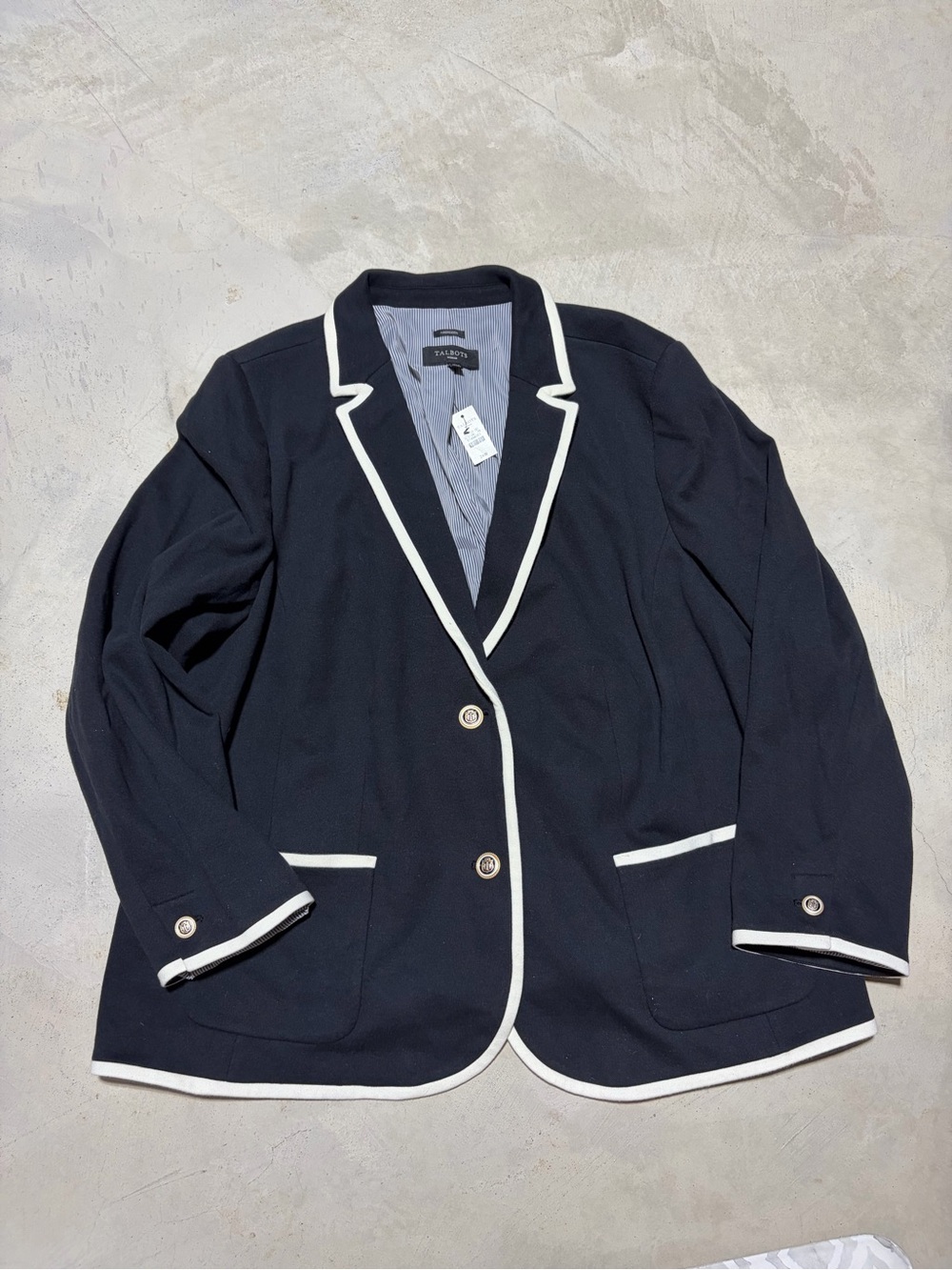 Talbots NWT Aberdeen Blazer with White Piping Jacket 24W